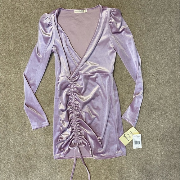 Spoiled Dresses & Skirts - Live To Be SPOILED Lavender Long Sleeve Velvet Mini Dress Size M